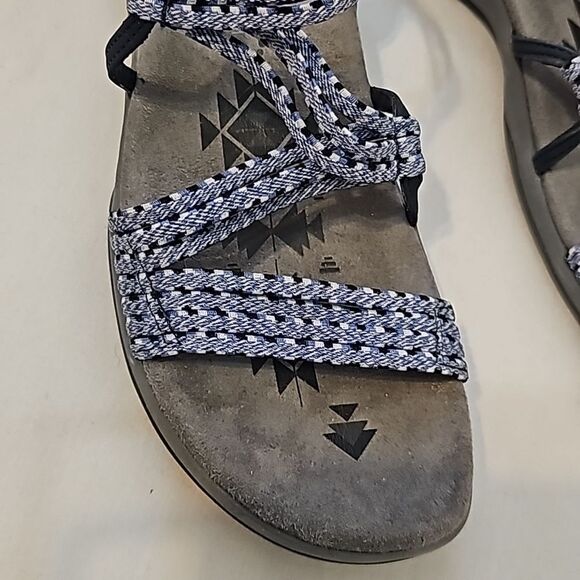 Skechers Memory Foam Sandals Strappy Comfy Soft Stretch Blue Gray Women's 8 - Picture 2 of 6